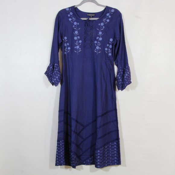 The Pyramid Collection Purple Long Sleeve Peasant Midi Dress NWOT - Picture 1 of 7
